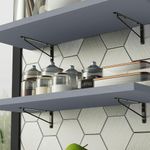 Kit 2 prateleiras suspensas para cozinha madesa 80 cm com mão francesa - cinza