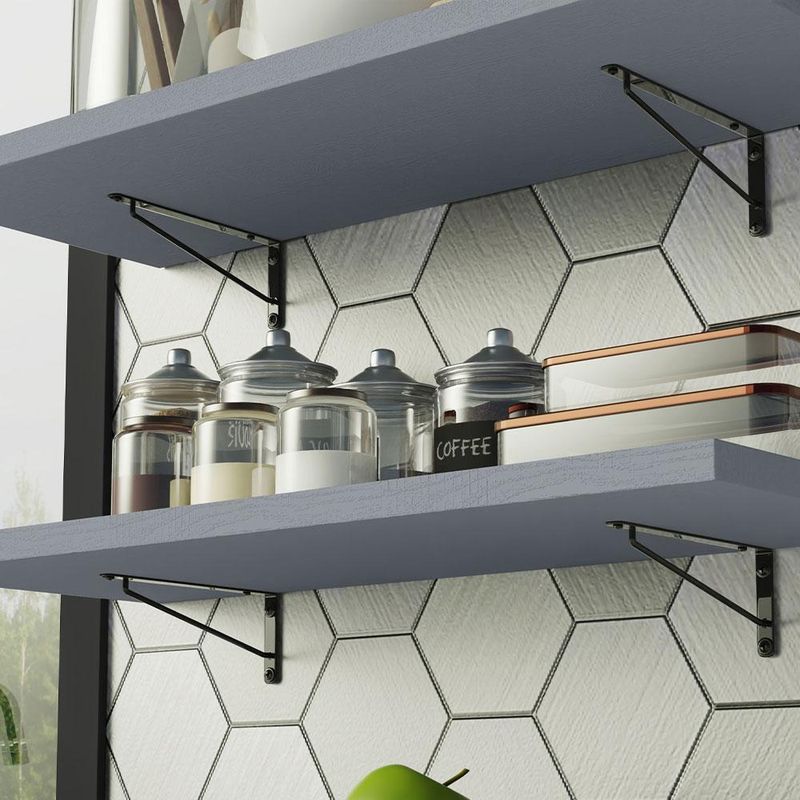 Kit 2 prateleiras suspensas para cozinha madesa 80 cm com mão francesa - cinza