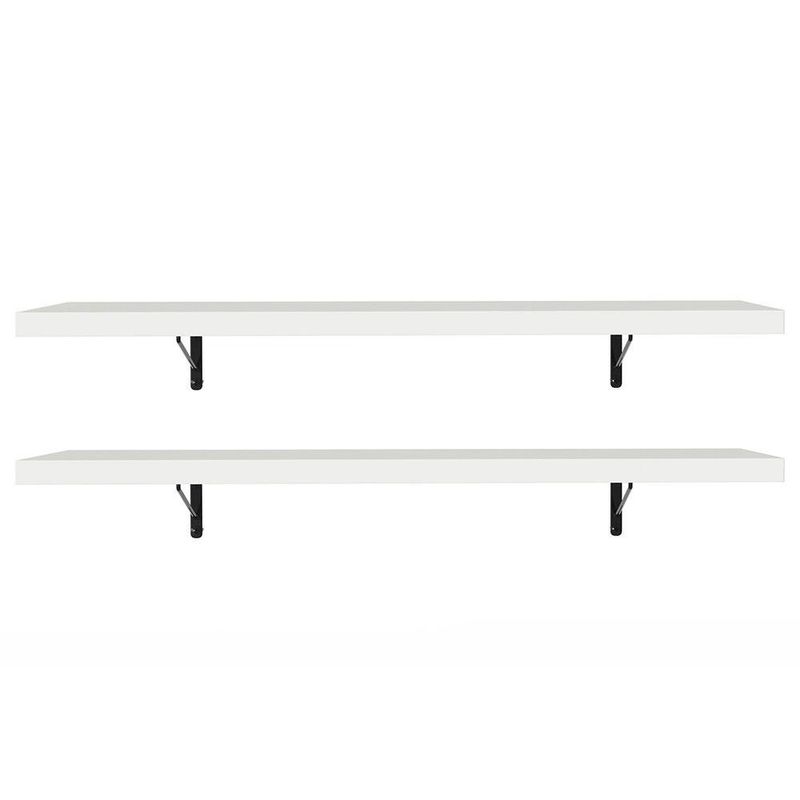 Kit 2 prateleiras suspensas para cozinha madesa 80 cm com mão francesa - branco