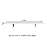 Kit 2 prateleiras suspensas para cozinha madesa 80 cm com mão francesa - branco