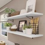 Kit 2 prateleiras suspensas para cozinha madesa 80 cm com mão francesa - branco