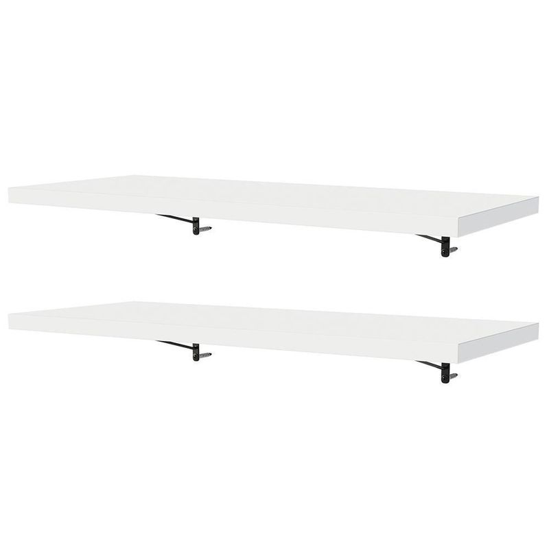 Kit 2 prateleiras suspensas para cozinha madesa 80 cm com mão francesa - branco