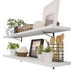 Kit 2 prateleiras suspensas para cozinha madesa 80 cm com mão francesa - branco