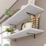 Kit 2 prateleiras suspensas para cozinha madesa 80 cm com mão francesa - branco