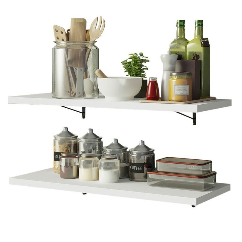 Kit 2 prateleiras suspensas para cozinha madesa 80 cm com mão francesa - branco