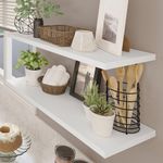 Kit 2 prateleiras suspensas para cozinha madesa 80 cm com mão francesa - branco