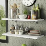 Kit 2 prateleiras suspensas para cozinha madesa 80 cm com mão francesa - branco