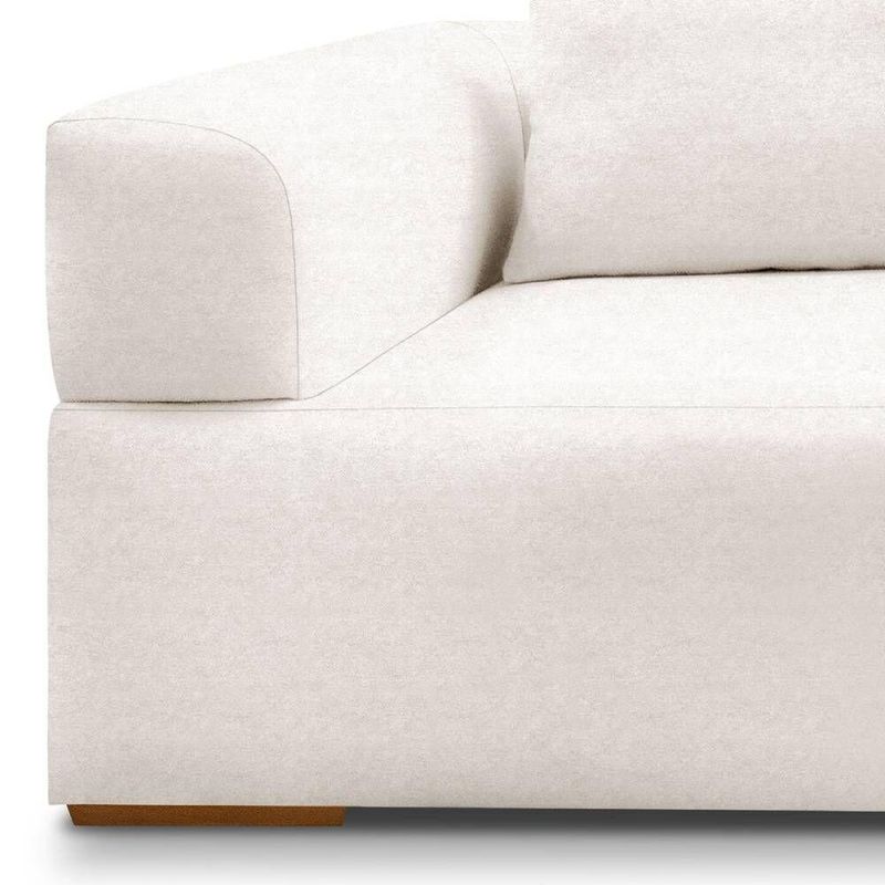Sofá Scott 3 Lugares com Chaise 220CM Off White Bouclé Lucas Home