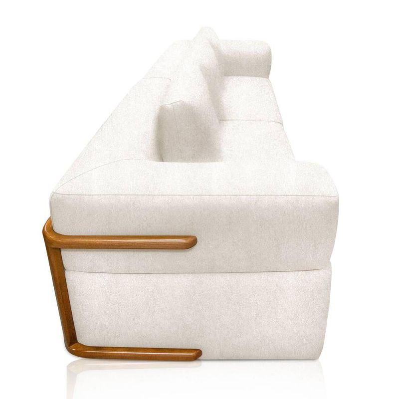 Sofá Scott 3 Lugares com Chaise 220CM Off White Bouclé Lucas Home
