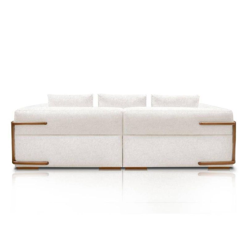 Sofá Scott 3 Lugares com Chaise 220CM Off White Bouclé Lucas Home