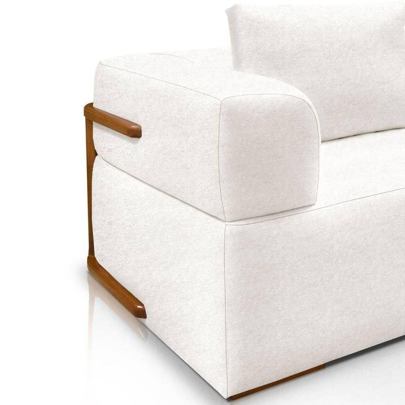 Sofá Scott 3 Lugares com Chaise 220CM Off White Bouclé Lucas Home