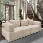 Sofá Scott 3 Lugares com Chaise 220CM Off White Bouclé Lucas Home