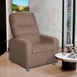 Poltrona Decorativa Do Papai Reclinável Confortável Suede - Lm Decor Cappuccino