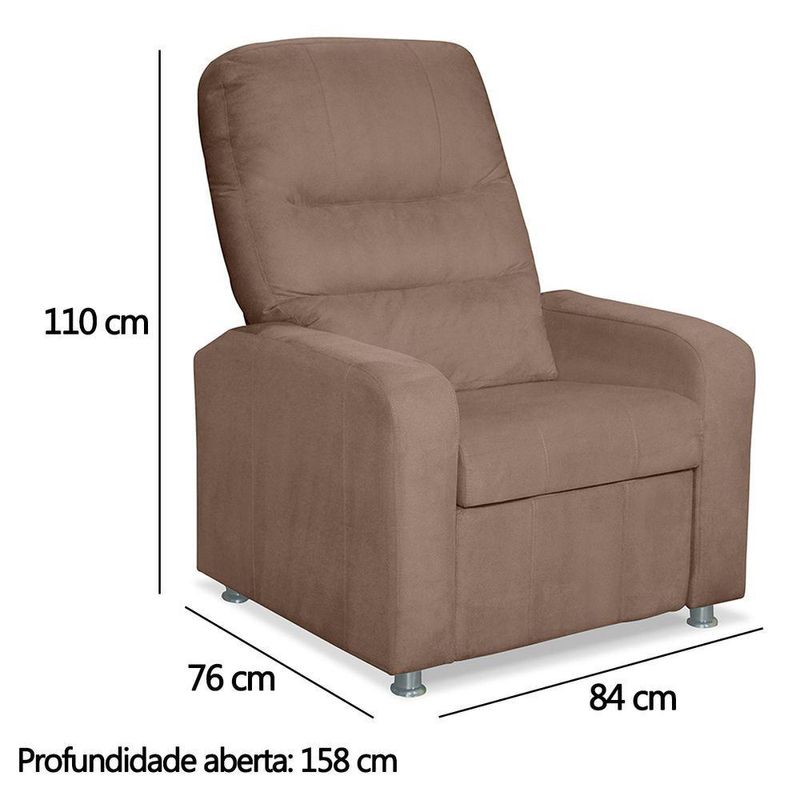 Poltrona Decorativa Do Papai Reclinável Confortável Suede - Lm Decor Cappuccino
