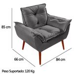Poltrona Decorativa Opala Suede - Lm Decor Cinza Escuro
