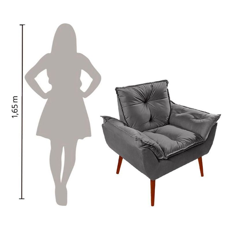 Poltrona Decorativa Opala Suede - Lm Decor Cinza Escuro