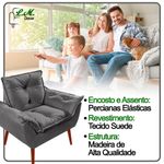 Poltrona Decorativa Opala Suede - Lm Decor Cinza Escuro