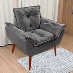Poltrona Decorativa Opala Suede - Lm Decor Cinza Escuro