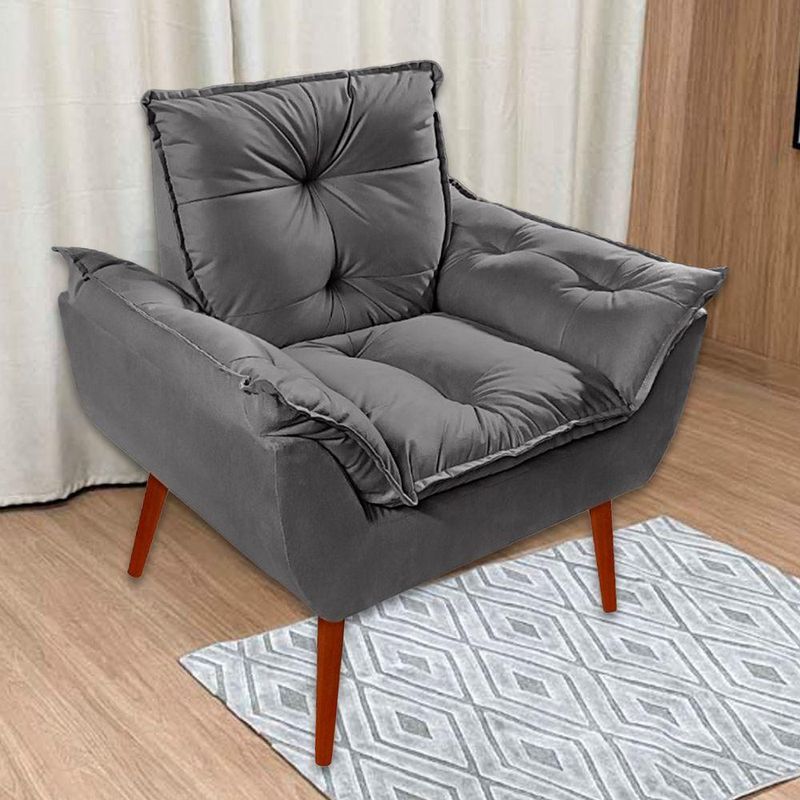 Poltrona Decorativa Opala Suede - Lm Decor Cinza Escuro