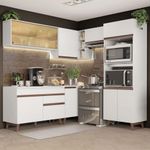 Cozinha completa de canto madesa reims 402002 com armário e balcão - branco
