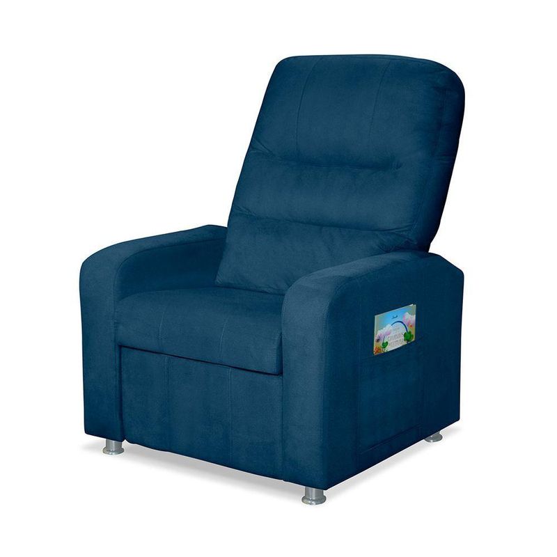 Poltrona Decorativa Do Papai Reclinável Confortável Suede Azul Marinho - Lm Decor