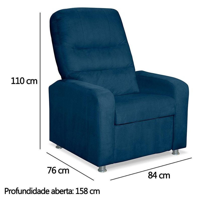 Poltrona Decorativa Do Papai Reclinável Confortável Suede Azul Marinho - Lm Decor