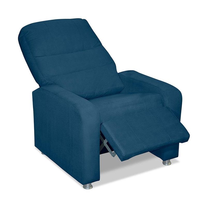 Poltrona Decorativa Do Papai Reclinável Confortável Suede Azul Marinho - Lm Decor