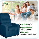 Poltrona Decorativa Do Papai Reclinável Confortável Suede Azul Marinho - Lm Decor