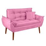 Kit Poltrona Decorativa Namoradeira 2 Puffs Opala E 2 Almofadas Suede - Lm Decor Rose