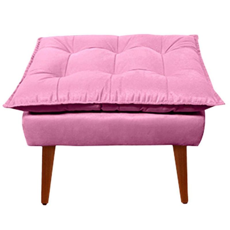Kit Poltrona Decorativa Namoradeira 2 Puffs Opala E 2 Almofadas Suede - Lm Decor Rose