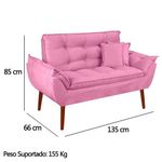 Kit Poltrona Decorativa Namoradeira 2 Puffs Opala E 2 Almofadas Suede - Lm Decor Rose