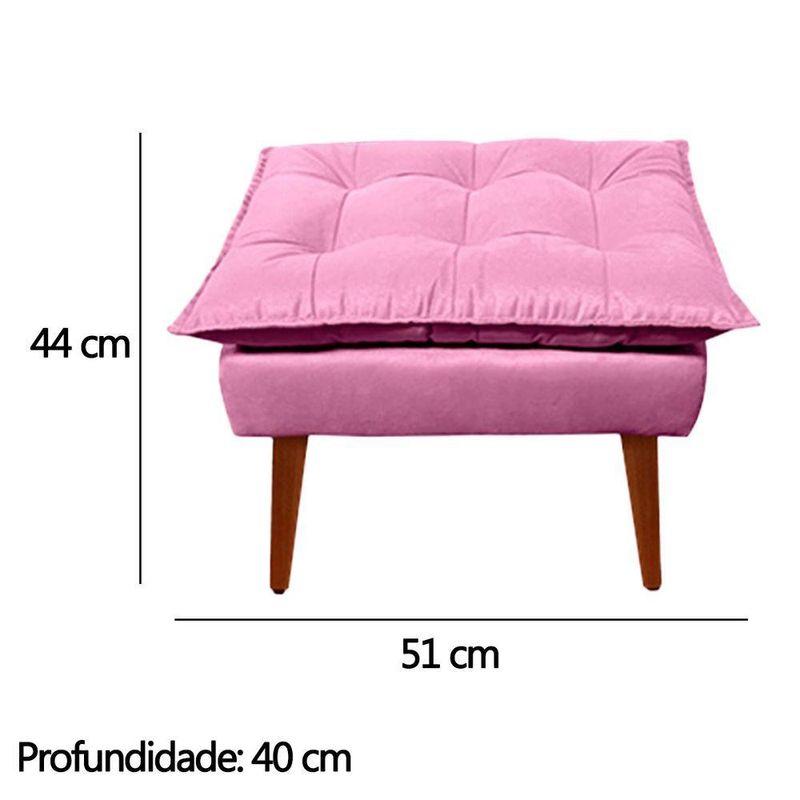 Kit Poltrona Decorativa Namoradeira 2 Puffs Opala E 2 Almofadas Suede - Lm Decor Rose