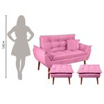 Kit Poltrona Decorativa Namoradeira 2 Puffs Opala E 2 Almofadas Suede - Lm Decor Rose