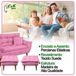 Kit Poltrona Decorativa Namoradeira 2 Puffs Opala E 2 Almofadas Suede - Lm Decor Rose