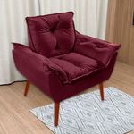 Kit 2 Poltronas Opala Decorativa P- Sala, Quarto E Recepção Suede - Lm Decor Vermelho Bordô