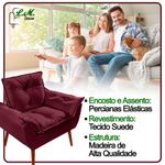 Kit 2 Poltronas Opala Decorativa P- Sala, Quarto E Recepção Suede - Lm Decor Vermelho Bordô