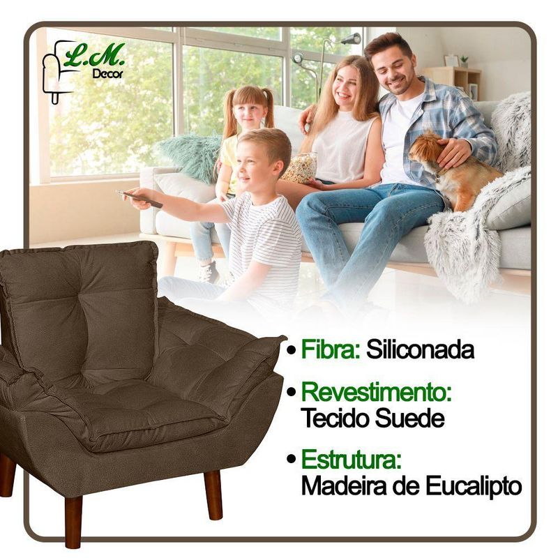Mini Poltrona Decorativa Infantil Suede - Lm Decor Marrom