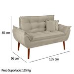 Kit Poltrona Decorativa Namoradeira 2 Puffs Opala E 2 Almofadas Suede - Lm Decor Bege