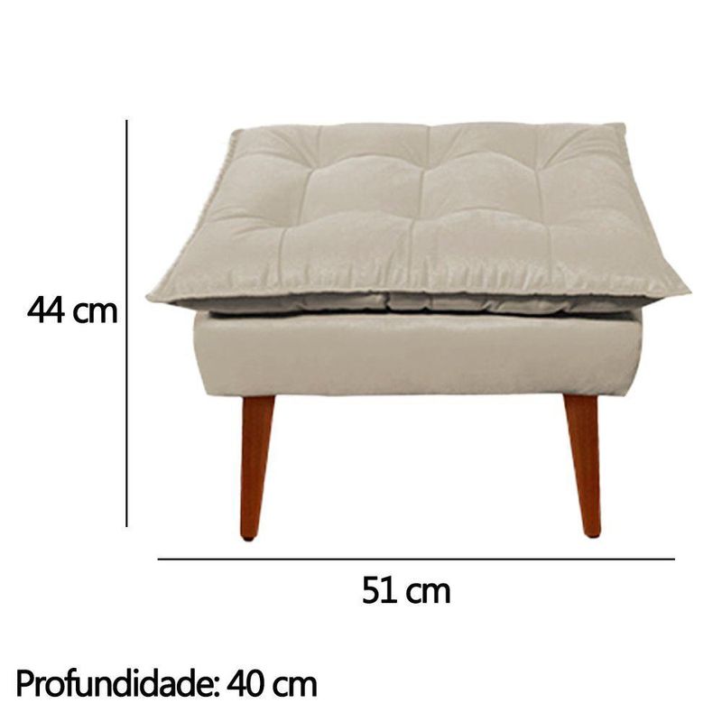 Kit Poltrona Decorativa Namoradeira 2 Puffs Opala E 2 Almofadas Suede - Lm Decor Bege