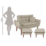 Kit Poltrona Decorativa Namoradeira 2 Puffs Opala E 2 Almofadas Suede - Lm Decor Bege