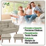 Kit Poltrona Decorativa Namoradeira 2 Puffs Opala E 2 Almofadas Suede - Lm Decor Bege