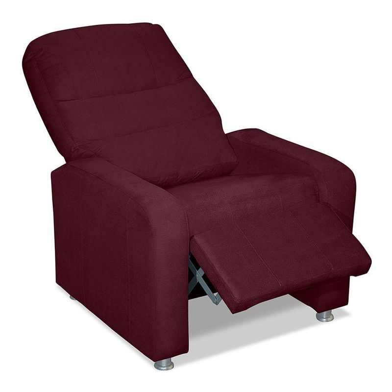 Kit 02 Poltronas Decorativas Do Papai Reclinável Confortável Suede Bordô - Lm Decor