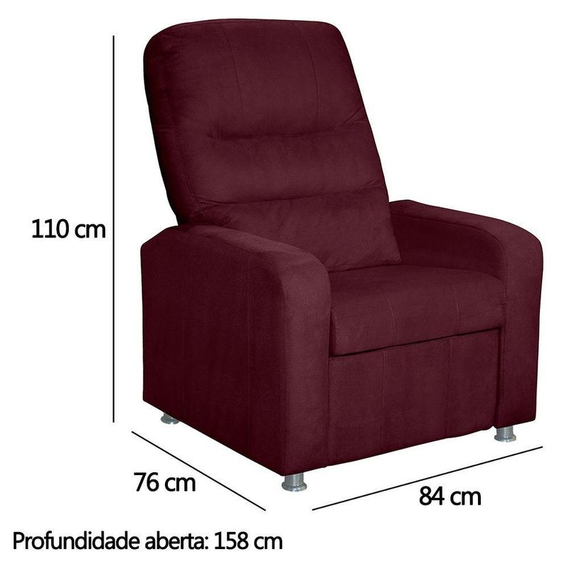 Kit 02 Poltronas Decorativas Do Papai Reclinável Confortável Suede Bordô - Lm Decor