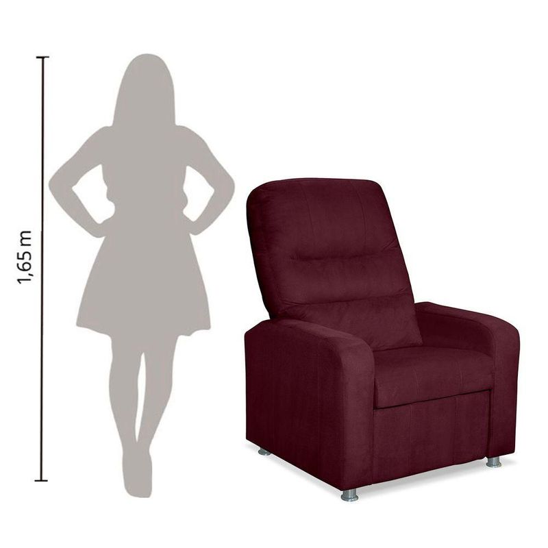 Kit 02 Poltronas Decorativas Do Papai Reclinável Confortável Suede Bordô - Lm Decor