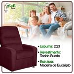 Kit 02 Poltronas Decorativas Do Papai Reclinável Confortável Suede Bordô - Lm Decor