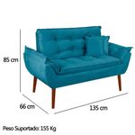 Kit Poltrona Decorativa Namoradeira 2 Puffs Quadrado E 2 Almofadas Suede - Lm Decor Azul Claro