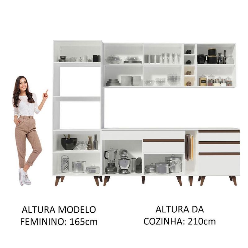 Cozinha completa madesa reims 270002 com armário e balcão - branco