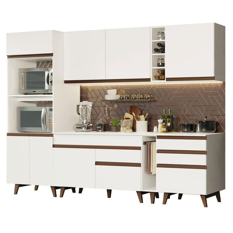 Cozinha completa madesa reims 270002 com armário e balcão - branco