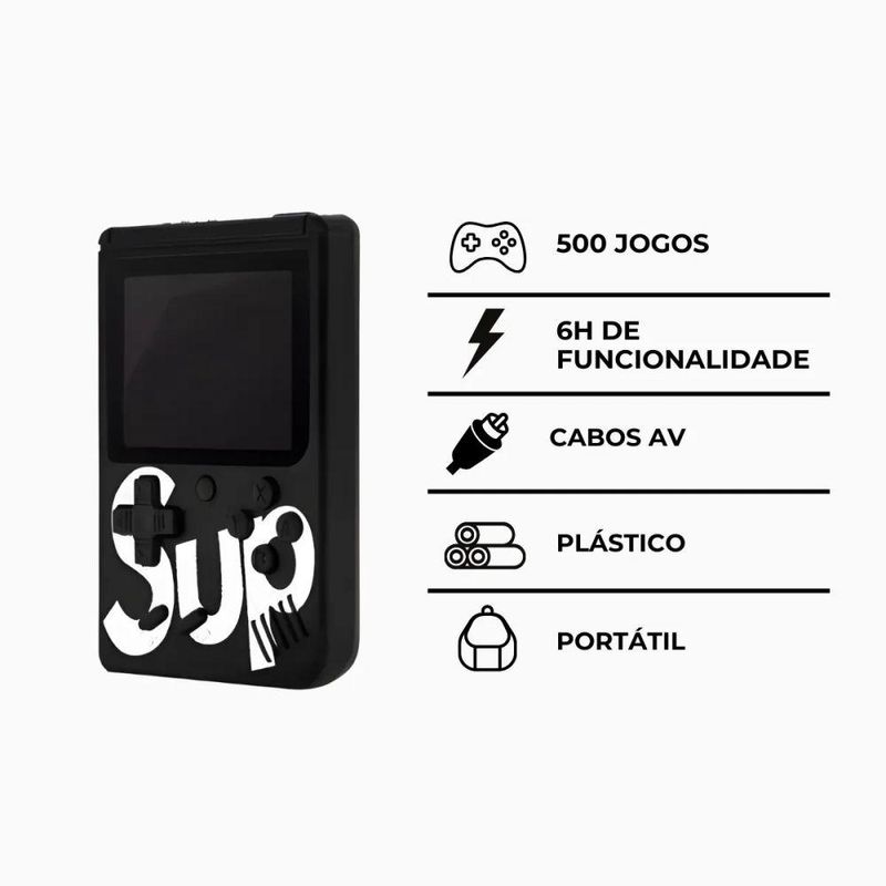 Mini Game Portátil Sup Game Box Plus 500 Jogos Retrô Tela LCD 3 Polegadas 2 Jogadores Utimix