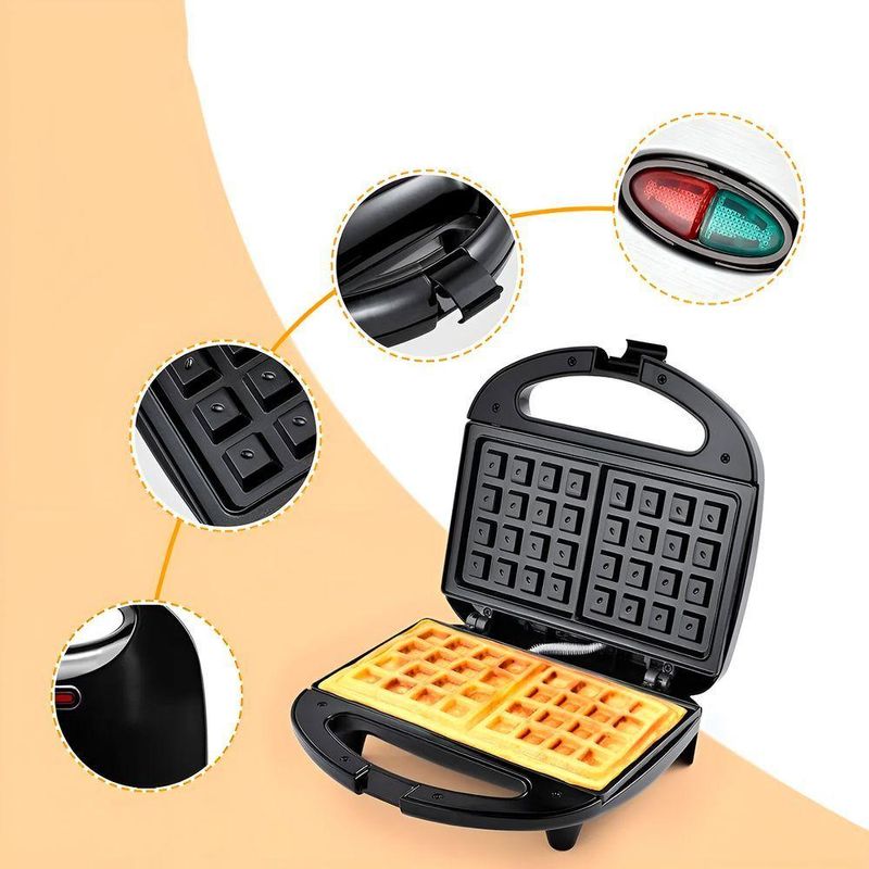Sanduicheira Elétrica para Waffles 750W Preto com Trava de Shopmix 110V